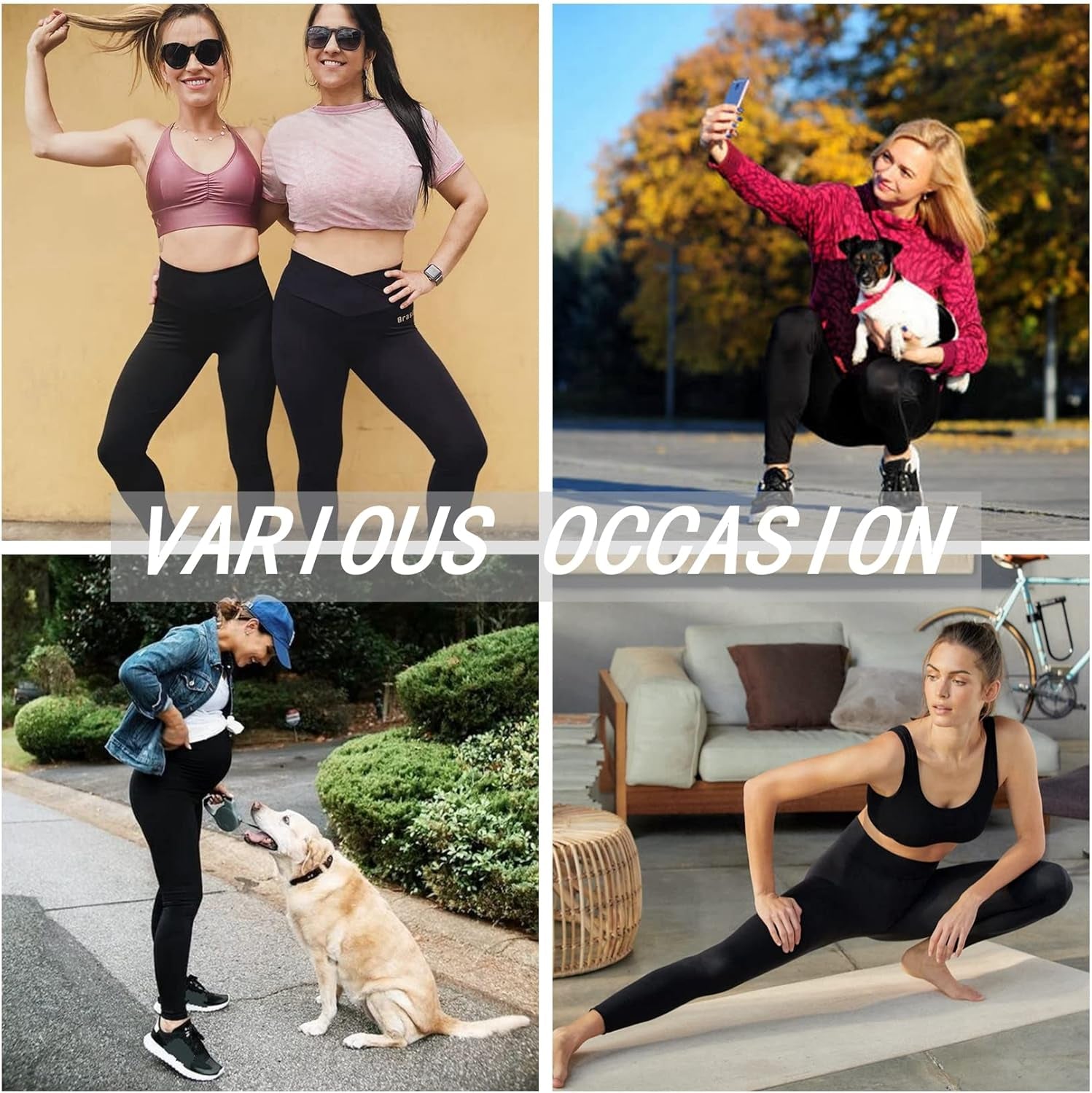 YOLIX 7 Pack High Waisted Leggings for Women, Black Soft Workout Athletic Yoga Leggings
