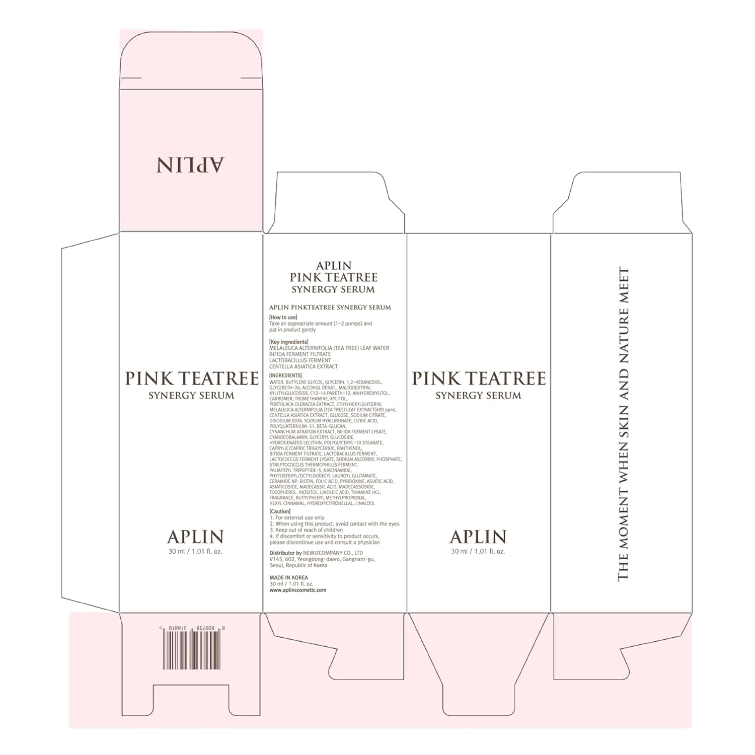 APLIN Pink Tea Tree Synergy Serum 30Ml/Skin Moisturizer/Facial Moisturizers/1.01 Fl. Oz, CICA, Hyaluronic Acid and Niacinamide, Korean Skin Care, Hydrating