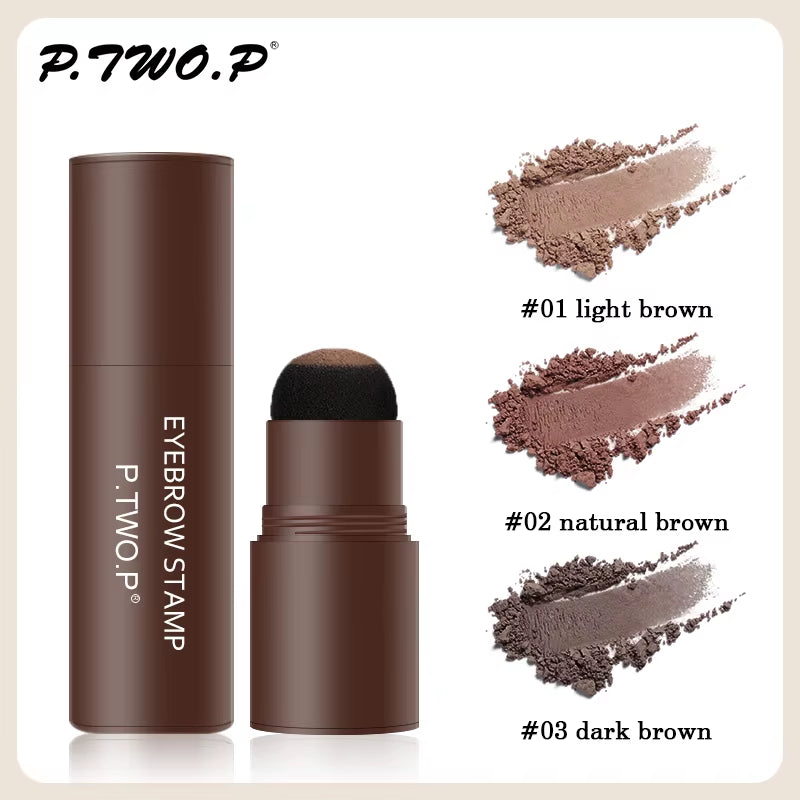 PTWOP One Step Eyebrow Stamp Shaping Kit Set Waterproof Women Makeup Brows Stencil and Kit Tattoo Eyebrow Brush Shipping Free