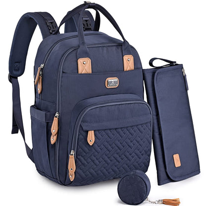 Dikaslon Diaper Bag Backpack with Portable Changing Pad, Pacifier Case and Stroller Straps, Large Unisex Baby Bags for Boys Girls, Multipurpose Travel Back Pack Moms Dads, Gray