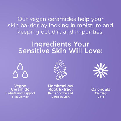 Face Wash for Sensitive Skin Facial Cleanser Vegan Ceramide Barrier Repair Extra Gentle for Daily Fragrance Free for Sensitive Skin, Clean Beauty, Vegan &amp; Cruelty-Free Dermatologist Tested