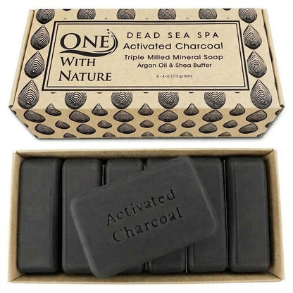 One with Nature Dead Sea Salt Lemon Sage Soap 4Oz 3-Pack – Purifying and Exfoliating Soap Bar with Dead Sea Minerals for Face &amp; Body, for Men &amp; Women