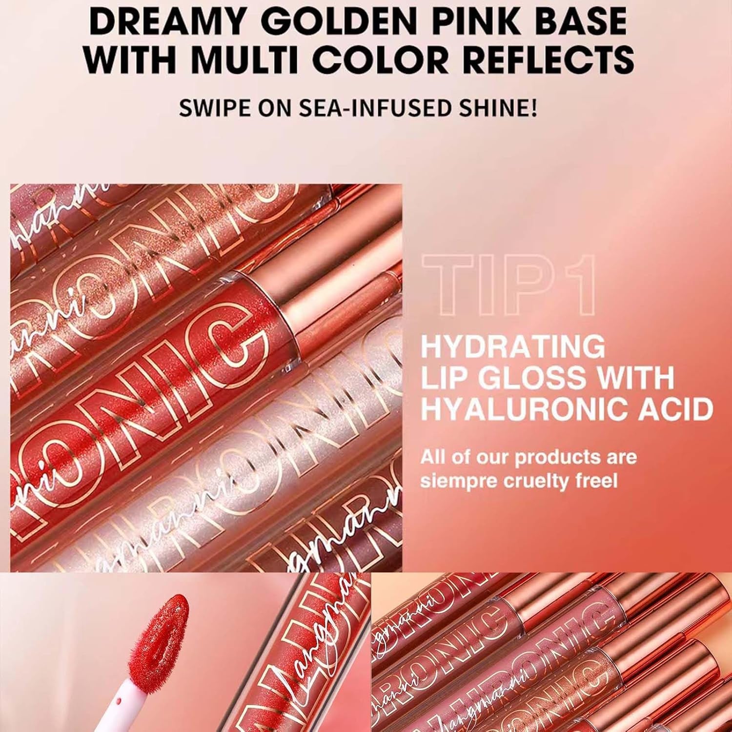 Nude Brown Lip Gloss Plumping Glitter Lip Gloss for Girls Women Lip Plumping Tinted Lipgloss High Pigment Plumper Long Lasting Moisturizing Lip Gloss Oil Shimmer Natural Lipstick Lip Liner(02