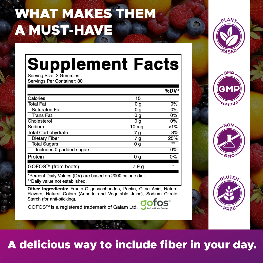 Prebiotic Fiber Gummies for Adults, 7G Extra Strength, Zero Sugar Added, 240 Pectin Based Gummies, Digestive Health &amp; Regularity Support