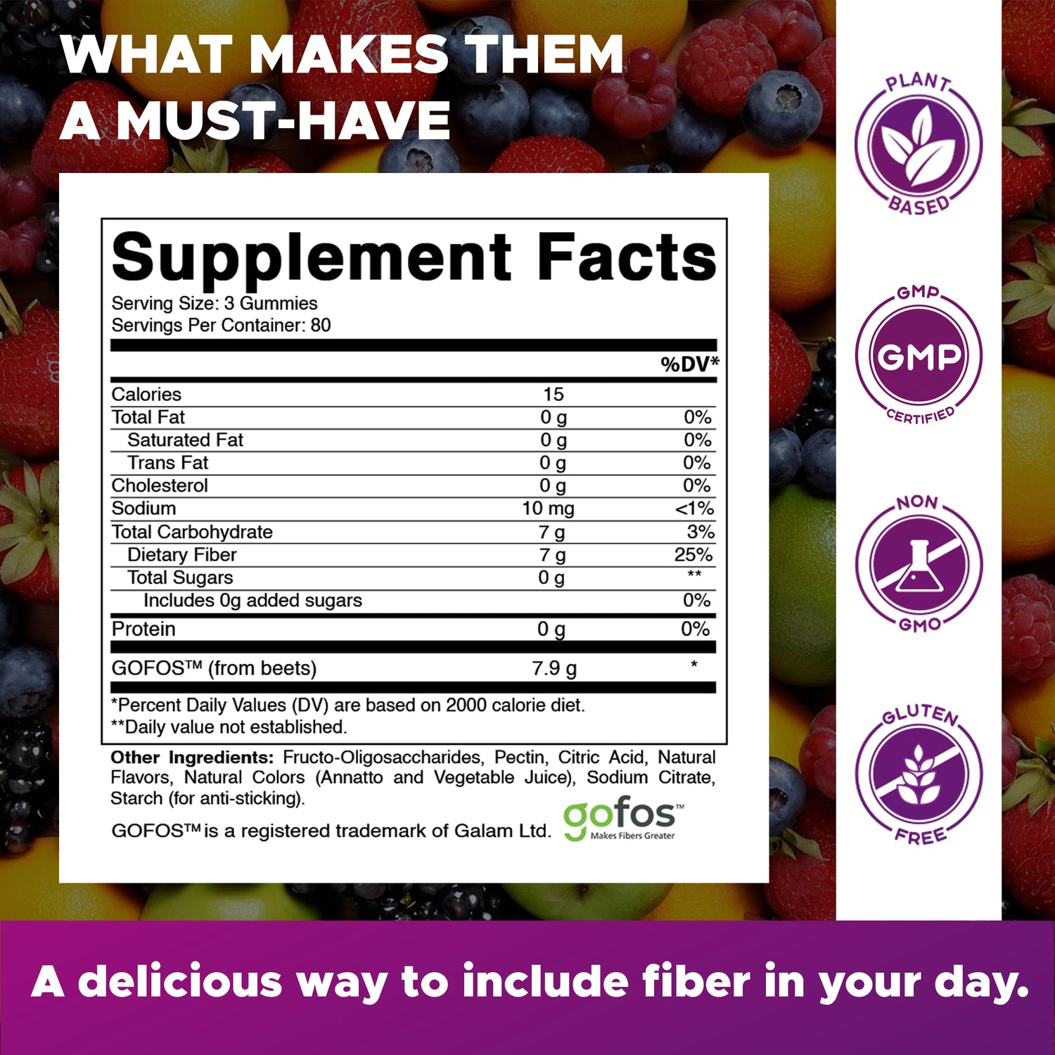 Prebiotic Fiber Gummies for Adults, 7G Extra Strength, Zero Sugar Added, 240 Pectin Based Gummies, Digestive Health &amp; Regularity Support