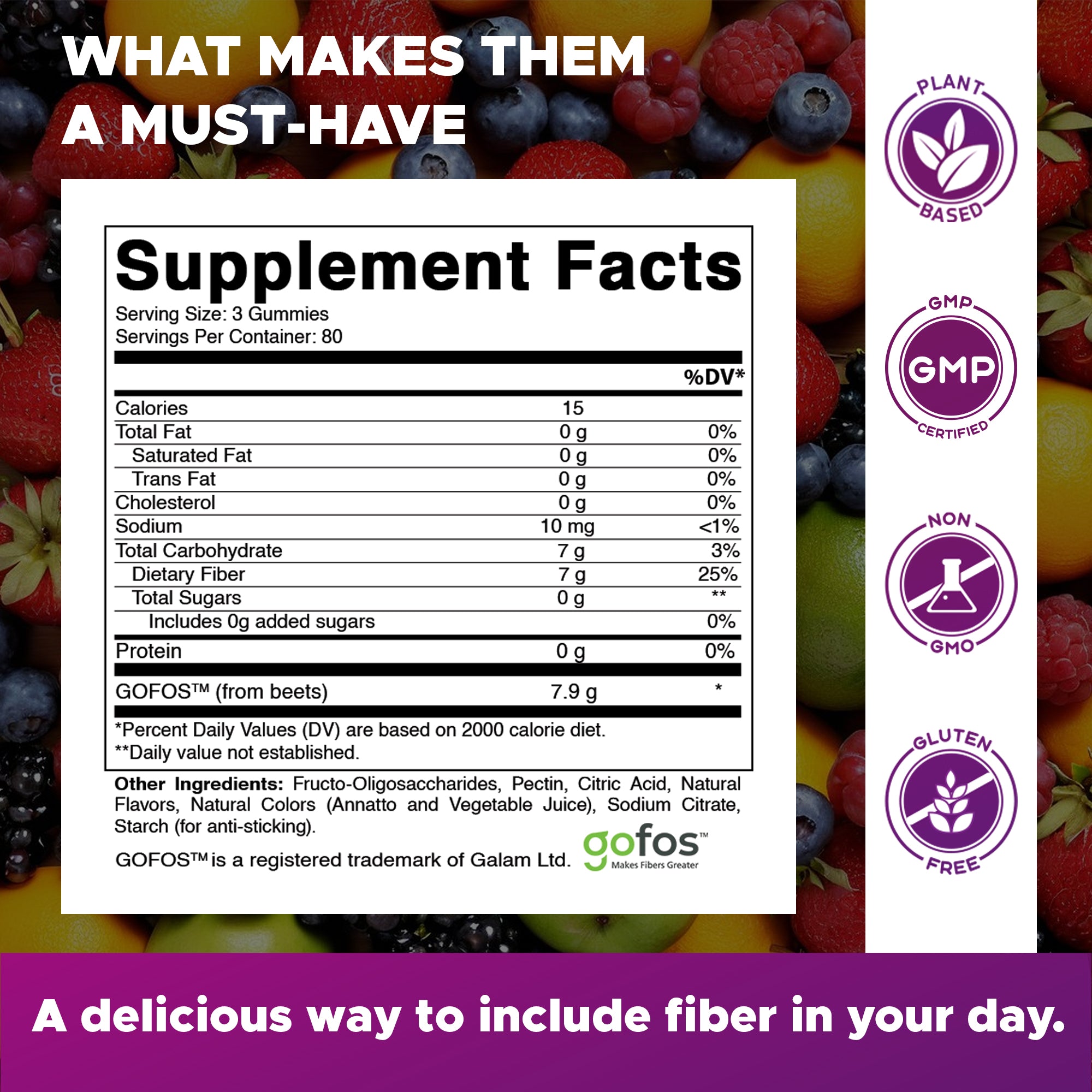 Prebiotic Fiber Gummies for Adults, 7G Extra Strength, Zero Sugar Added, 240 Pectin Based Gummies, Digestive Health &amp; Regularity Support