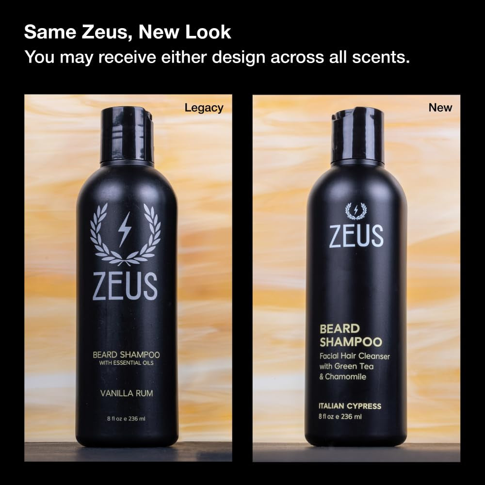 ZEUS Beard Shampoo Wash for Men with Natural Oils (8 Fl Oz) Sandalwood