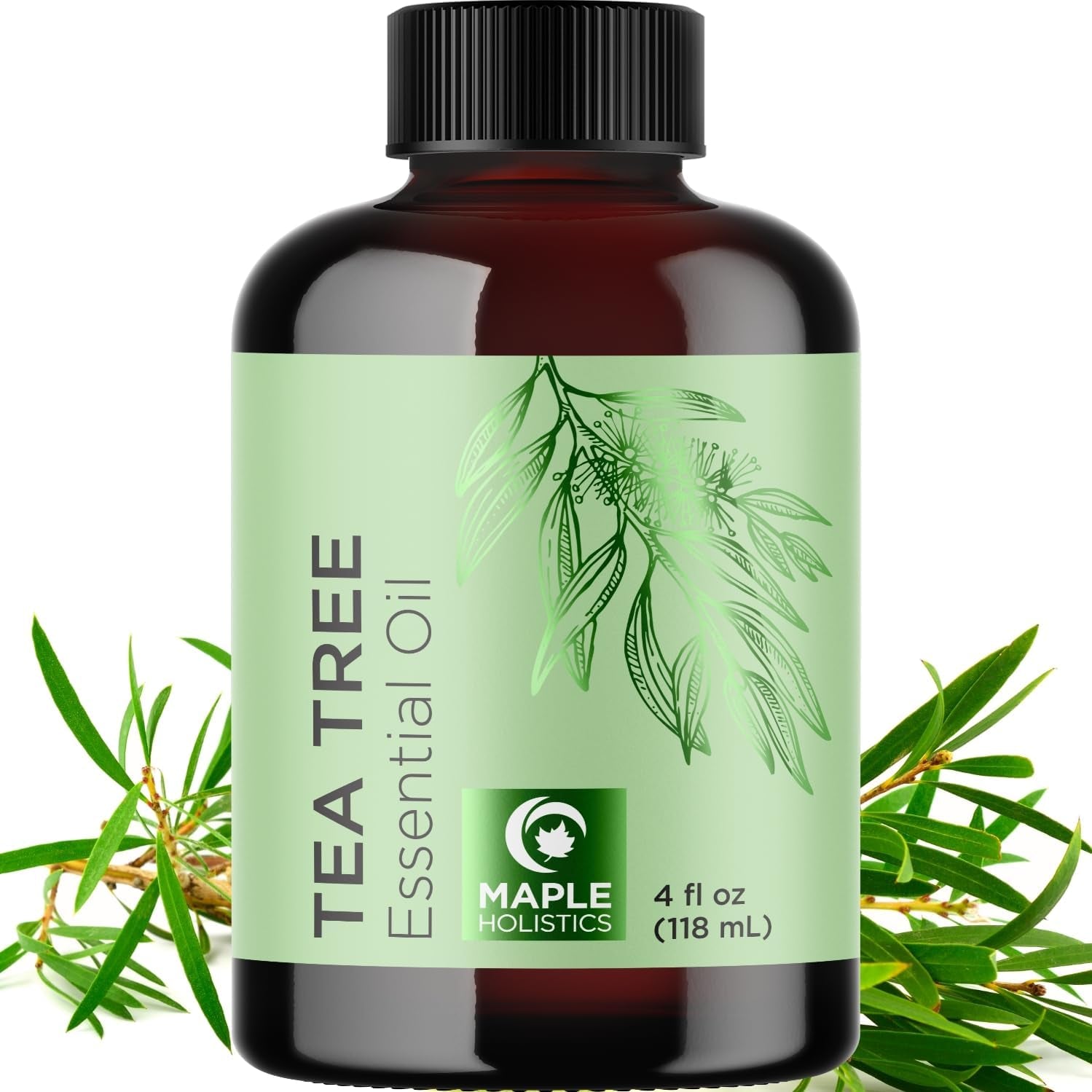 Pure Tea Tree Oil for Hair Skin and Nails - 100% Pure Undiluted Tea Tree Essential Oil with Dropper for Topical Uses Aromatherapy Diffusing and Home and Beauty Diys - Vegan and Cruelty Free (1 Fl Oz)