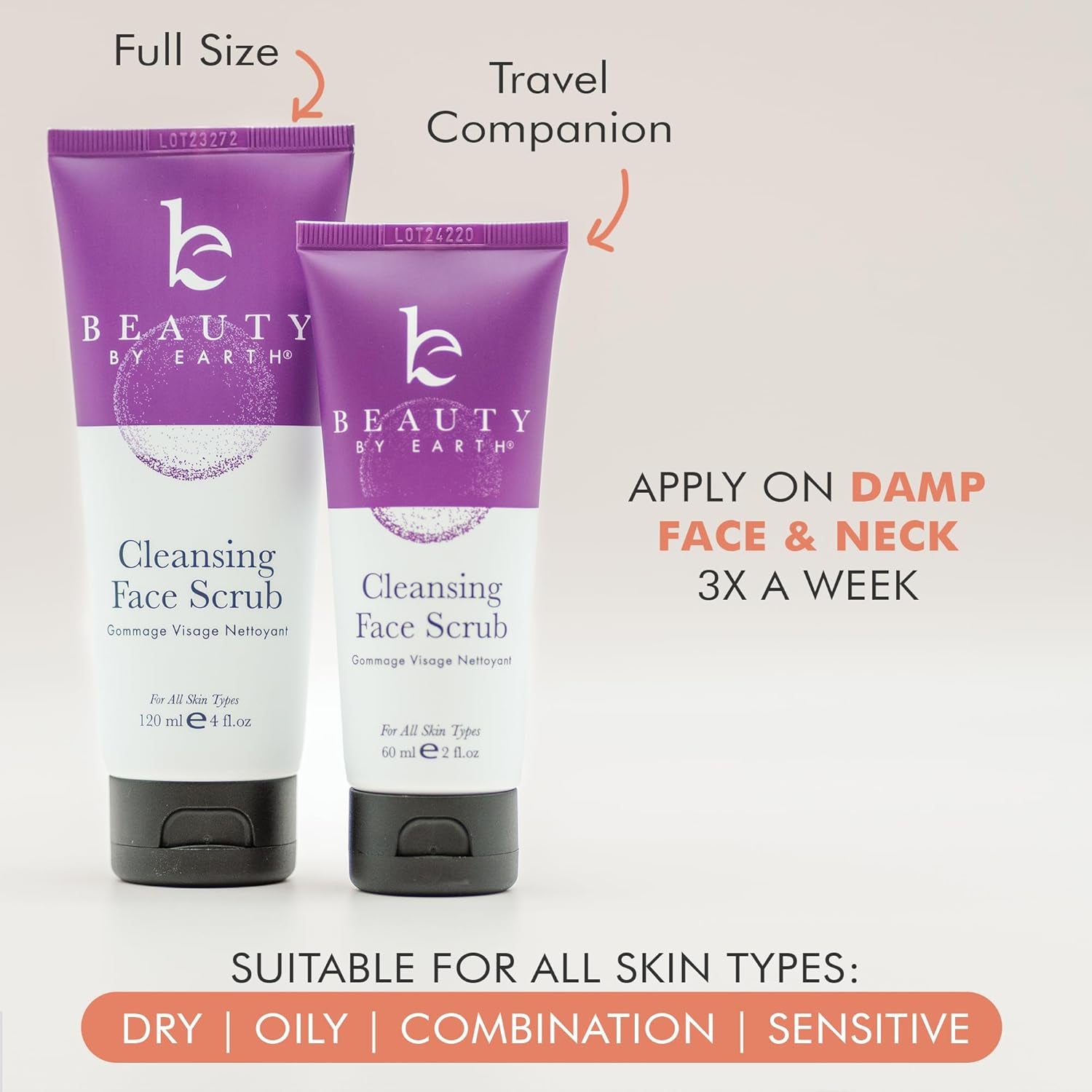 Face Scrub and Face Wash, Gentle Exfoliating, Cleansing Facial Scrub Exfoliator, Natural &amp; Organic Ingredients