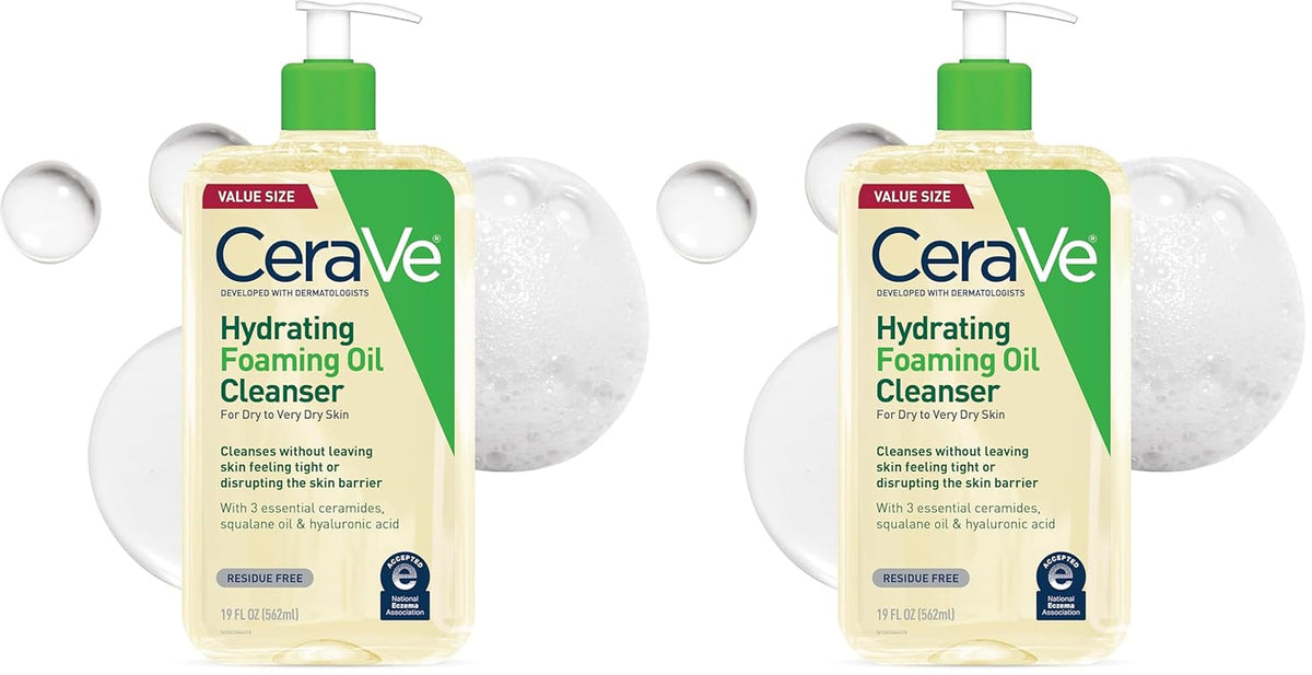 Cerave Hydrating Foaming Oil Facial Cleanser with Hyaluronic Acid, 19Oz