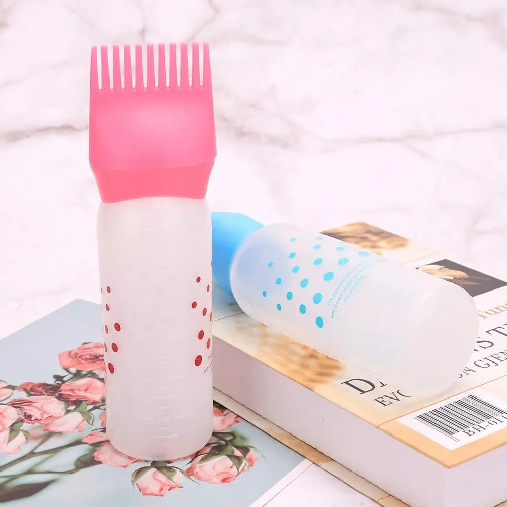 Hair Dye Root Comb Applicator Bottle, 2 Counts Household Hair Dye Auxiliary Brush Bottles, Hair Serum Applicator Bottle, Perm &amp; Dye Hair Oil Applicator, Hair Styling Tool Accessories
