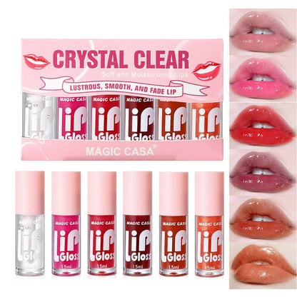 6 Color Lip Gloss Set, Moisturizing Lip Gloss, Glossy Lip Glaze, Plumping Lip Oil for Girls &amp; Women, Lip Makeup Accessories, Cosmetic