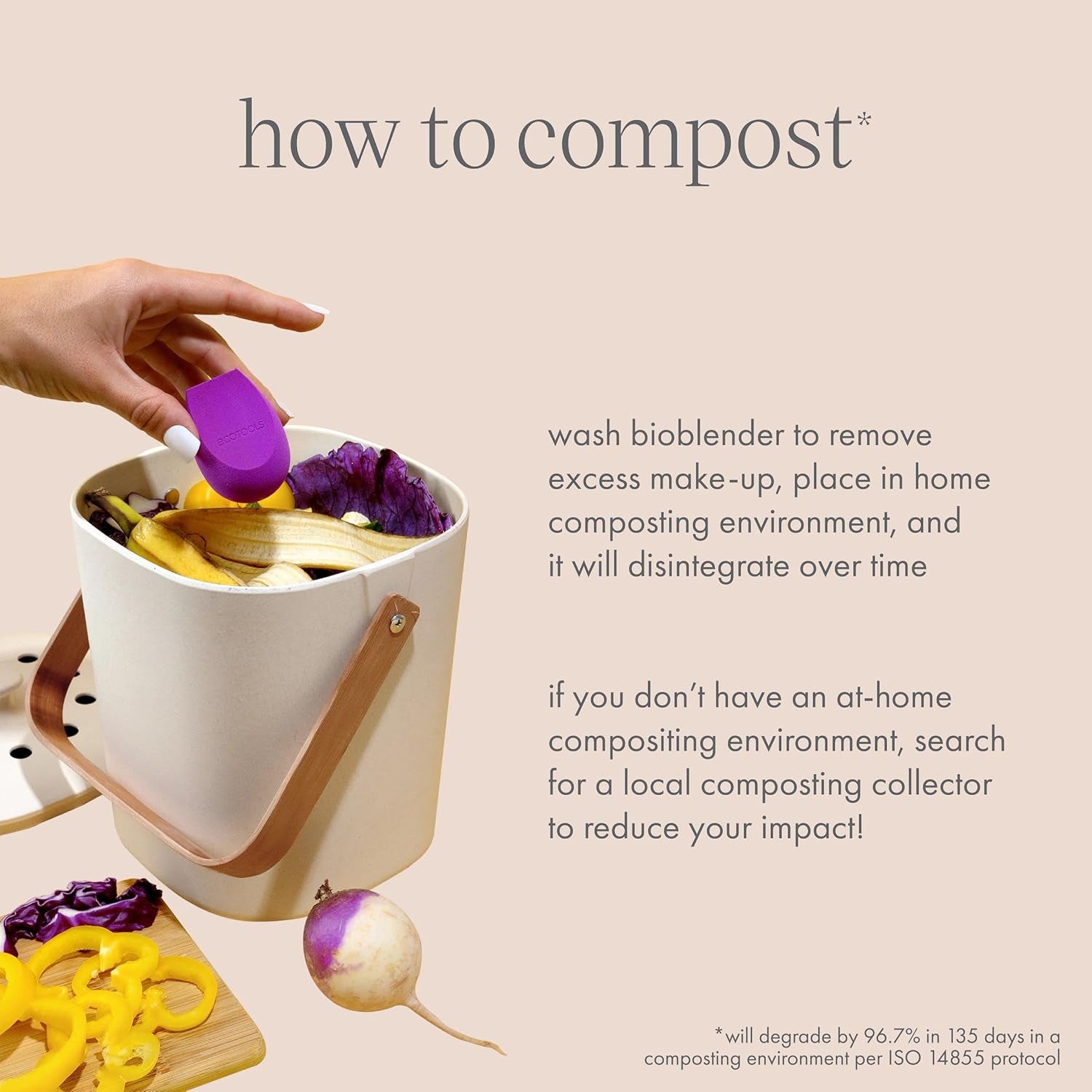 Bioblender Makeup Sponge, Compostable Makeup Blender, for Liquid &amp; Cream Foundation, Sustainable, Seamless Application, Eco-Friendly Beauty Sponge, Cruelty-Free &amp; Latex Free, 1 Count