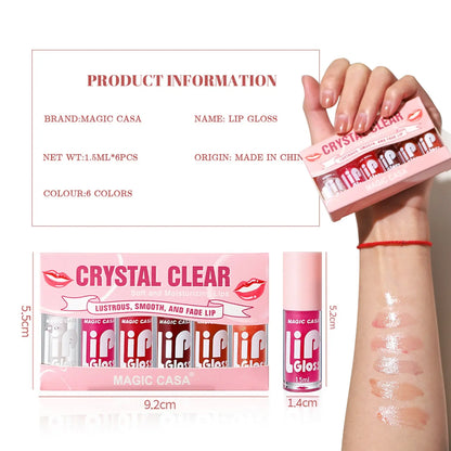 6 Color Lip Gloss Set, Moisturizing Lip Gloss, Glossy Lip Glaze, Plumping Lip Oil for Girls &amp; Women, Lip Makeup Accessories, Cosmetic