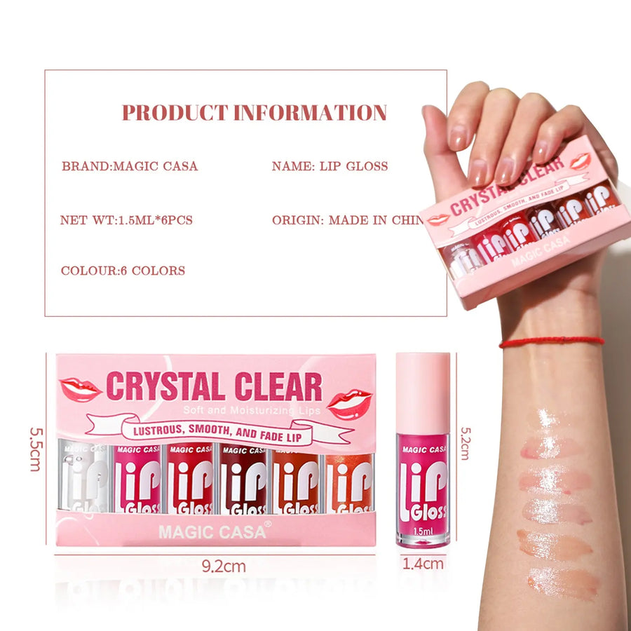 6 Color Lip Gloss Set, Moisturizing Lip Gloss, Glossy Lip Glaze, Plumping Lip Oil for Girls & Women, Lip Makeup Accessories, Cosmetic