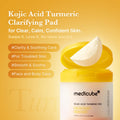 Medicube Kojic Acid Turmeric Clarifying Toner Pads for troubled skin, providing clarity and soothing care.