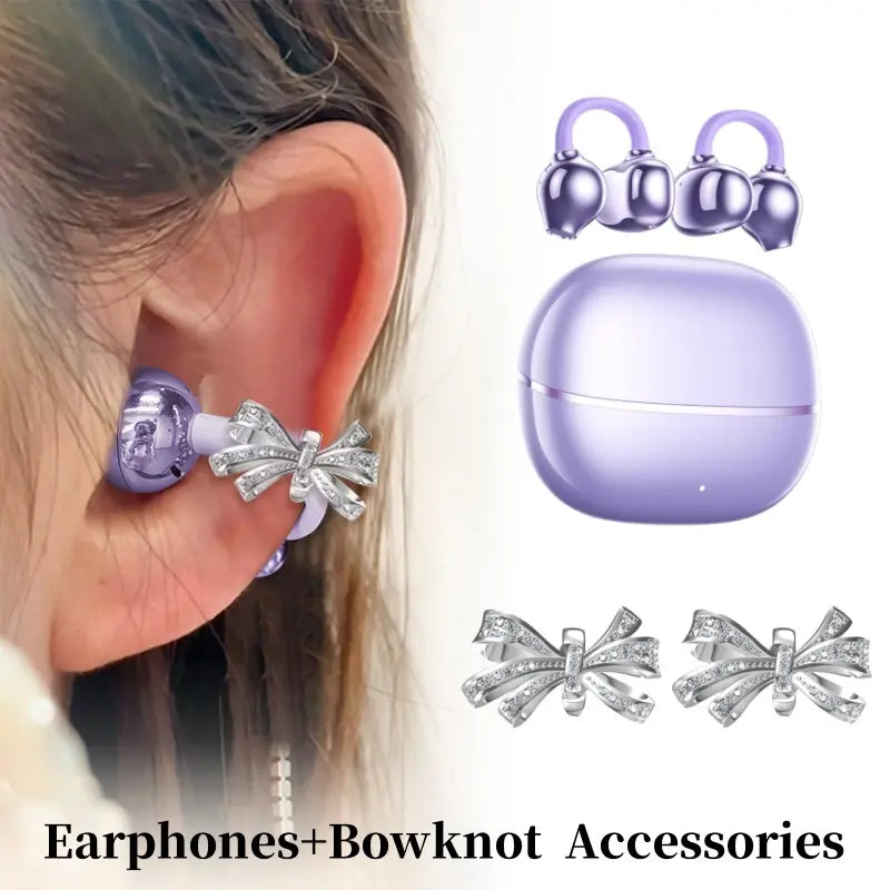 PAXA Earclip C7 Clip-On Design Wireless Earphones, Upgraded Panoramic Sound Headset, Comfortable Wearing &amp; IPX5 Waterproof Sports Earbuds for Work, Fitness