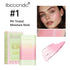 Temperature change tint blush stick with packaging and model showing rosy cheeks from ibccndc.