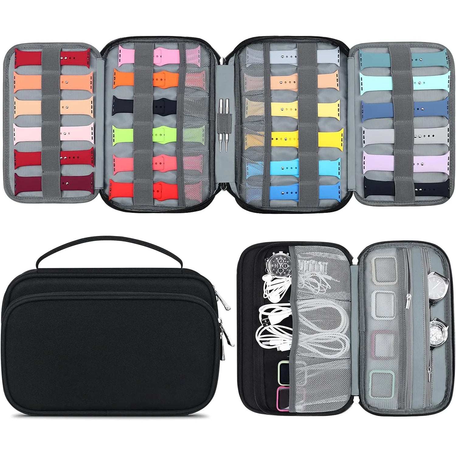 Watch Bands Storage Bag,Watch Band Storage Case Hold 36 Smart Watch Straps,Travel Organizer Bag for Apple Watch Bands Watch Pin