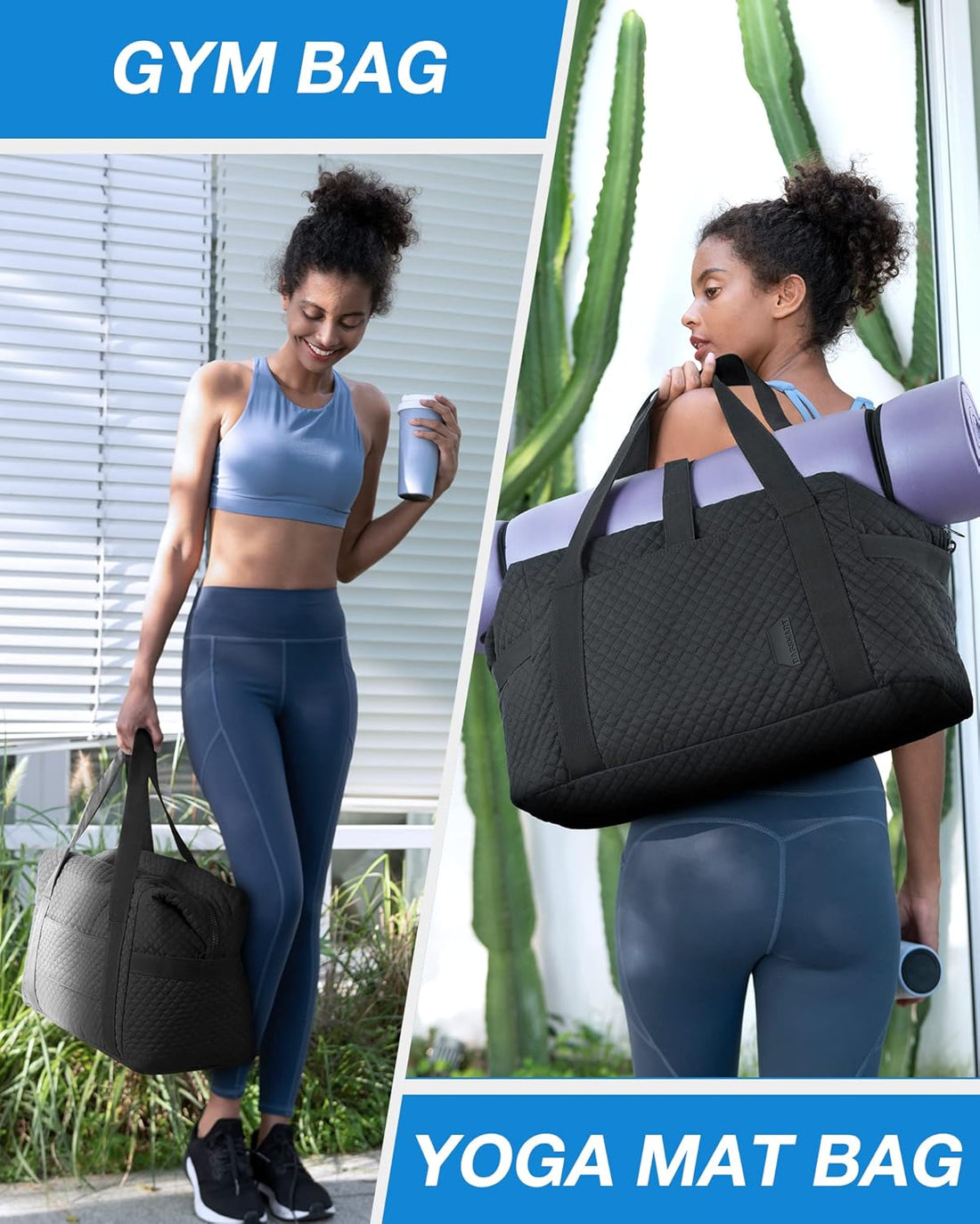 BAGSMART Large Gym Bag with Yoga Mat Buckle, Weekender Overnight Bag for Women, Travel Duffle Bag for Travel Essentials, Carry on Tote Bag Hospital Bag for Labor and Delivery