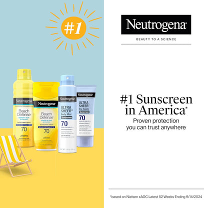 Sunscreen Lotion Beach Defense SPF 70, Face &amp; Body Sunscreen, Broad Spectrum, Fast Absorbing, 6.7 Fl Oz, Water Resistant 80 Min, Oil-Free, Oxybenzone &amp; Octinoxate Free