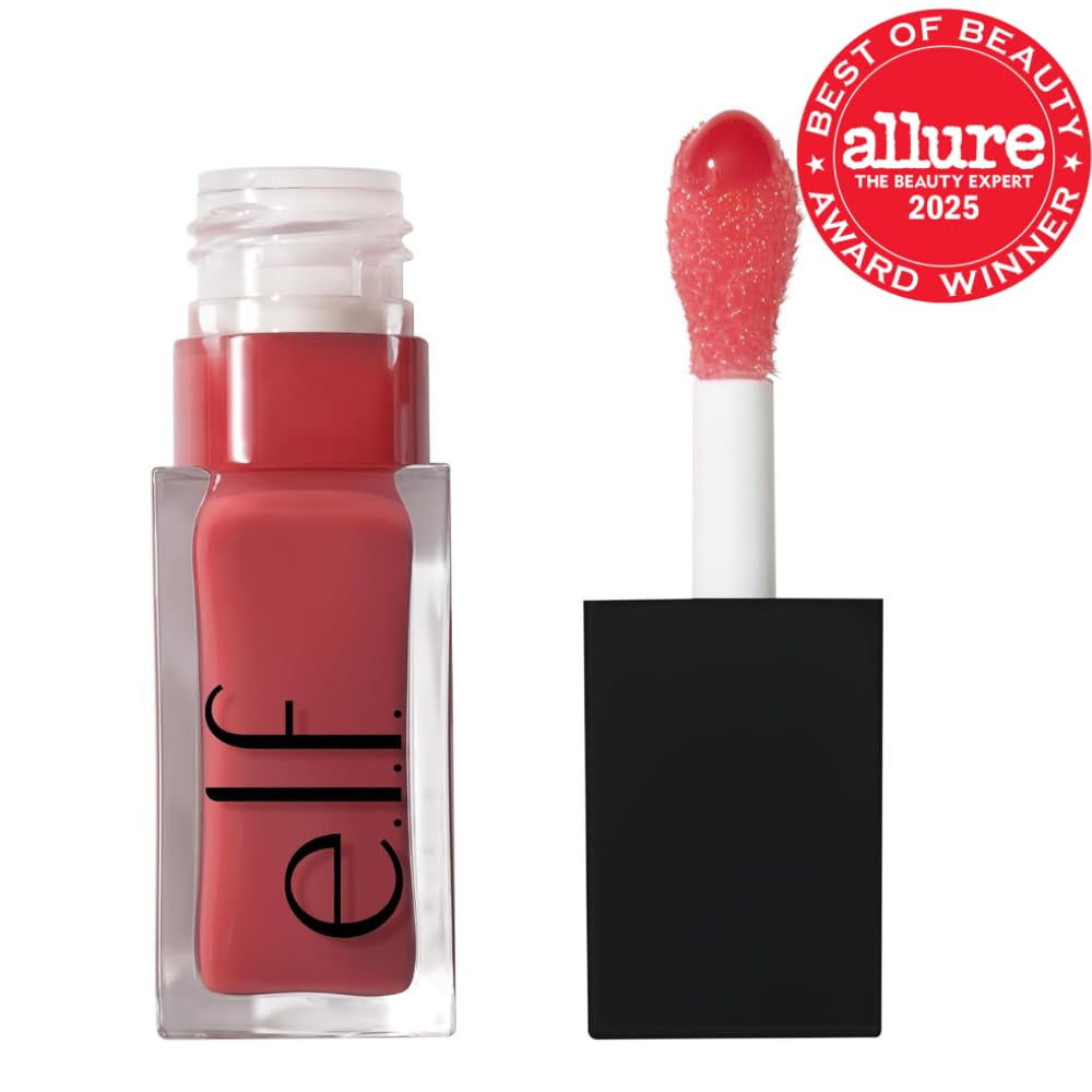 Glow Reviver Lip Oil, Nourishing Tinted Lip Oil for a High-Shine Finish, Infused with Jojoba Oil, Vegan &amp; Cruelty-Free, Rose Envy