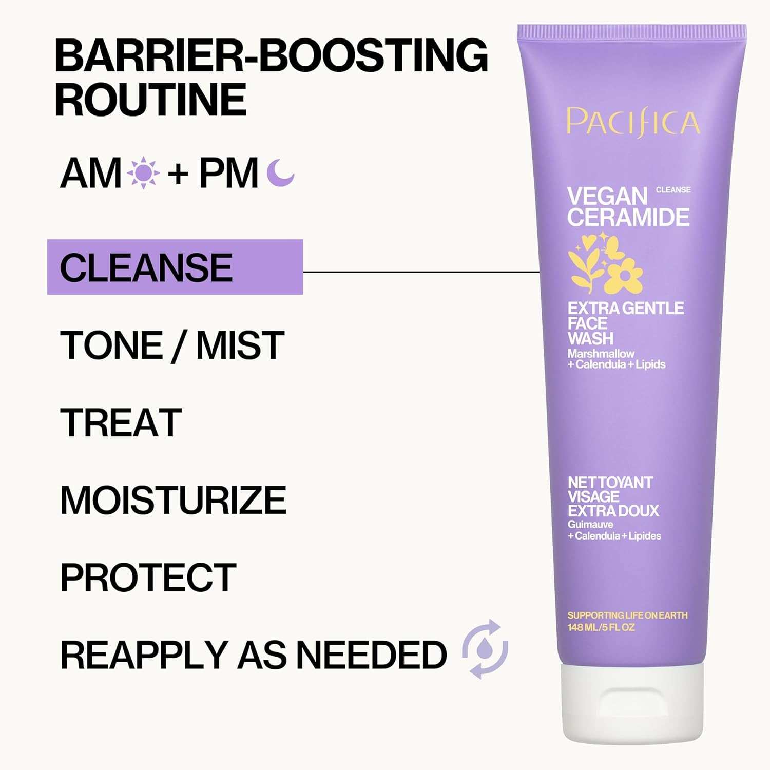 Face Wash for Sensitive Skin Facial Cleanser Vegan Ceramide Barrier Repair Extra Gentle for Daily Fragrance Free for Sensitive Skin, Clean Beauty, Vegan &amp; Cruelty-Free Dermatologist Tested