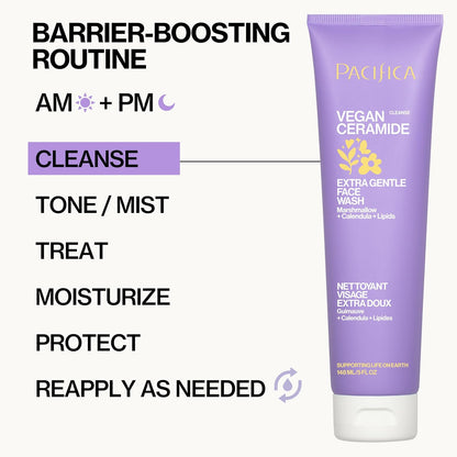 Face Wash for Sensitive Skin Facial Cleanser Vegan Ceramide Barrier Repair Extra Gentle for Daily Fragrance Free for Sensitive Skin, Clean Beauty, Vegan &amp; Cruelty-Free Dermatologist Tested