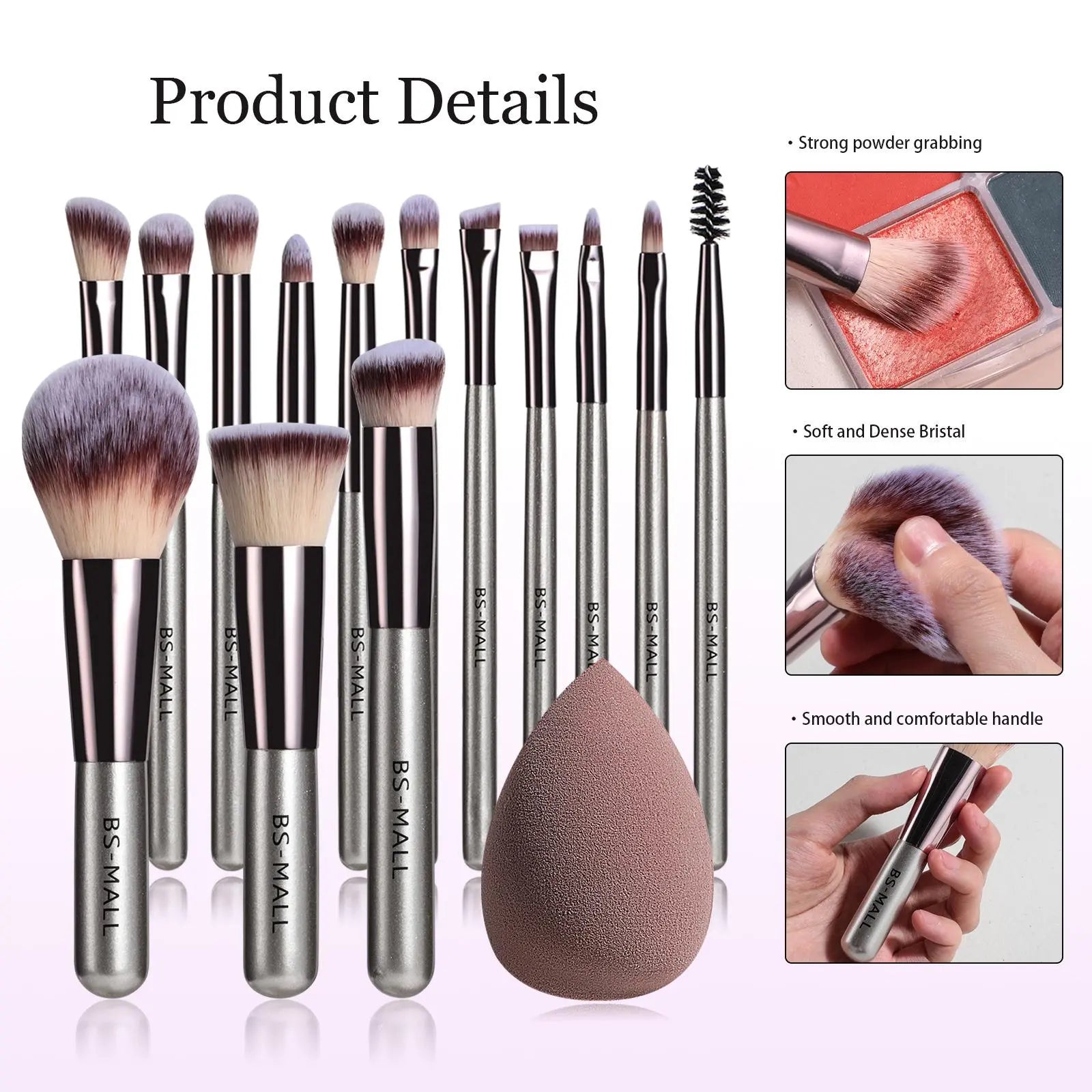 Professional Makeup Brush Set, Compact Makeup Brushes with Makeup Sponge &amp; Puff Kit, Complete Cosmetic Tools for Women, Makeup Accessories, Makeup Organizer Pouch