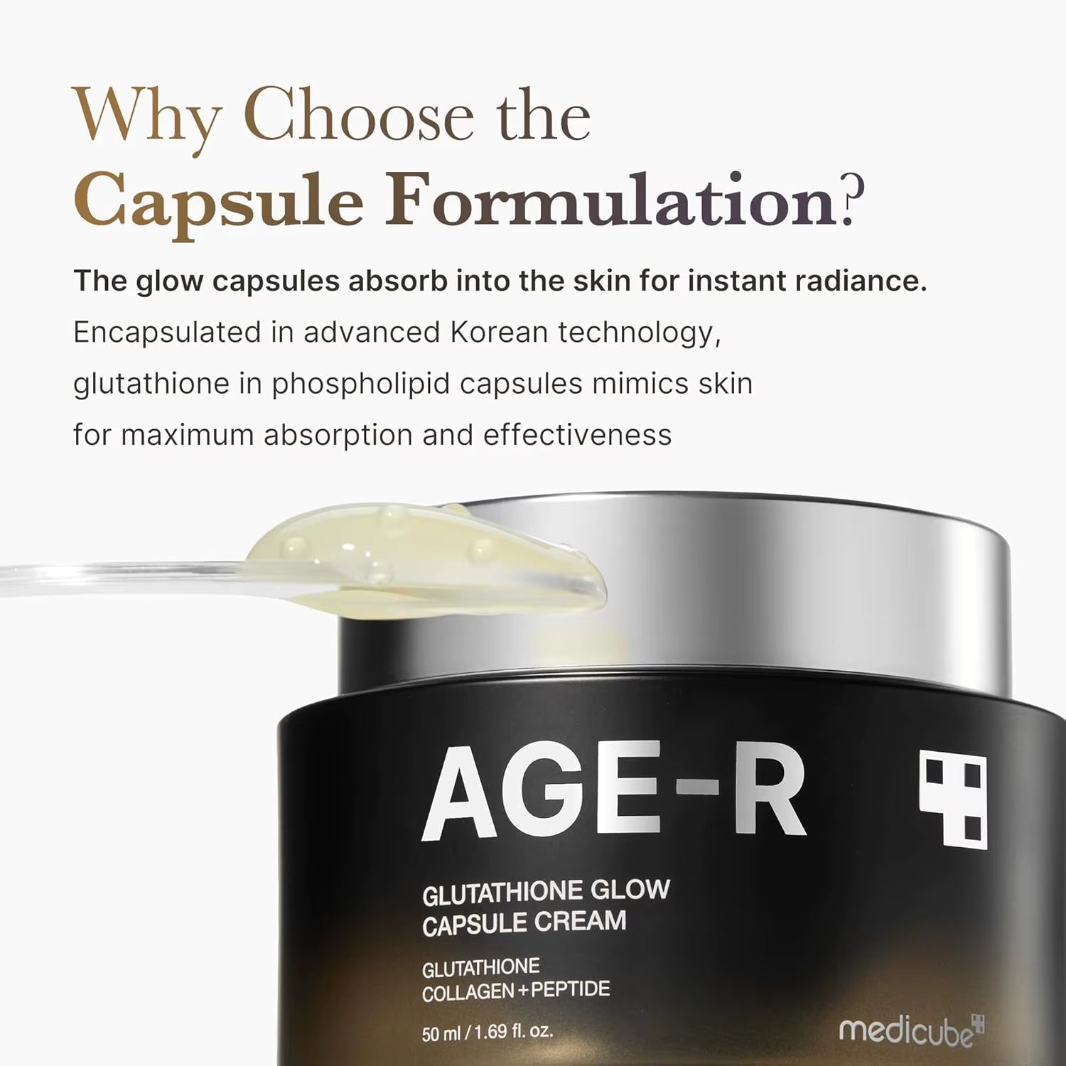 Medicube AGE-R Glow Capsule Facial Cream Instant Lifting Moisturizer Collagen Peptide Fo Uneven Skin Tone Korean Skin Care
