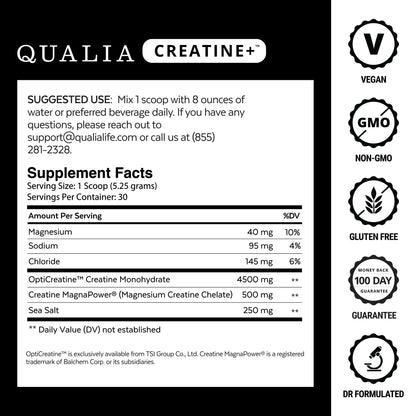 Qualia Creatine | Advanced Creatine Complex | 2 Creatine Sources + Magnesium | Optimized Creatine Absorption | Muscle Performance, Brain Function, &amp; Healthy Aging