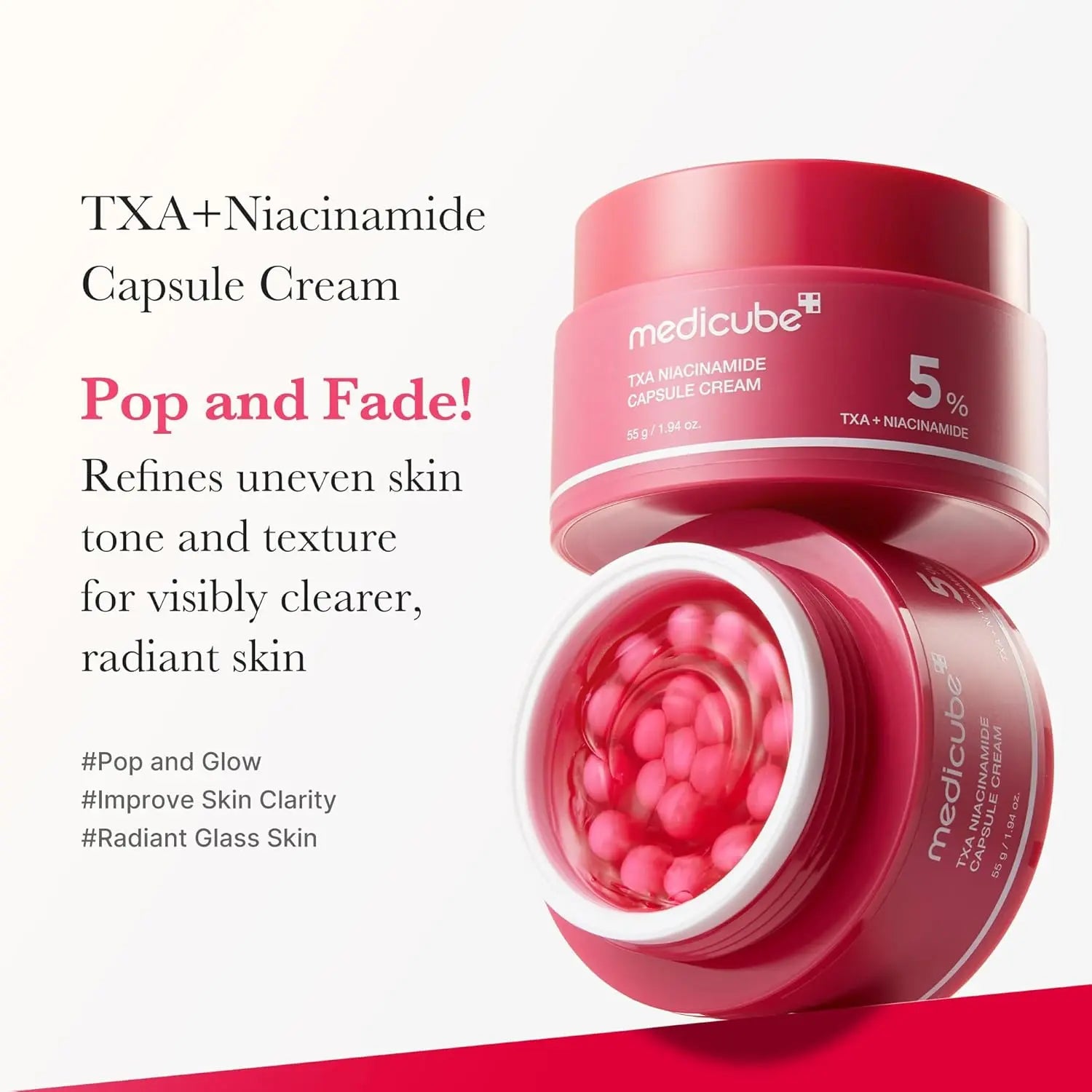 [Official Medicube Partner] TXA Niacinamide Capsule Cream 55G / 1.94 Oz - Dual Radiance Moisturizer Ideal for Use after Spot Care, Uneven Skin Tone &amp; Texture &amp; Hydration