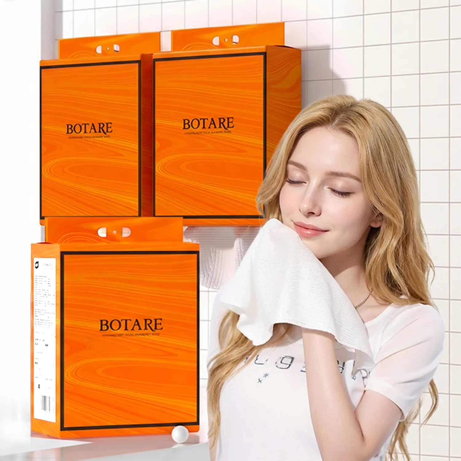 BOTARE Face Towels 3-Pack - 216 Sheets per Pack (648 Total), Hanging Design, Thickened Disposable Cleansing Wipes, Fluorescent-Free for Sensitive Skin (Includes Free Mop)