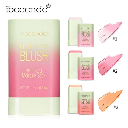 Temperature Change Tint Blush Stick products including three shades of On-the-Go Blush moisture stick by ibcccndc.