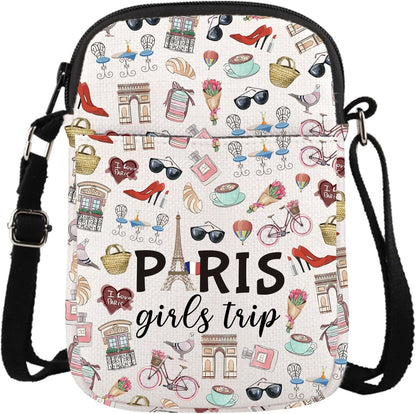 Paris Weekend Gift Bag - Vacation Theme Travel Bag with Paris Skyline Design - Perfect for Girls&