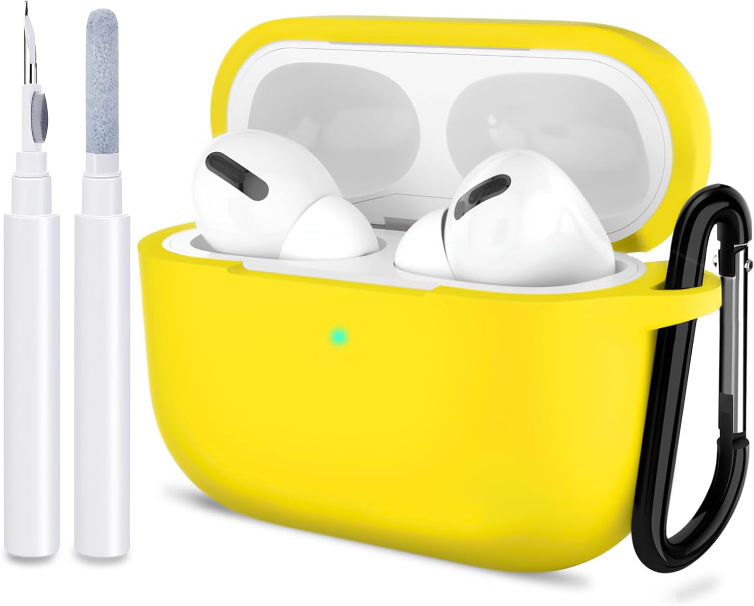 ATUAT for Airpods Pro 1St/2Nd Generation Case Cover, Protective Silicone Skin Accessories with Keychain for Women Men for Apple Airpods Pro 2019/2022 Charging Case,Front LED Visible-Midnight Green