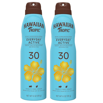 Everyday Active Clear Spray Sunscreen SPF 30|  Sunscreen Spray SPF 30, Sunblock, Oxybenzone Free, 6Oz Each Twin Pack