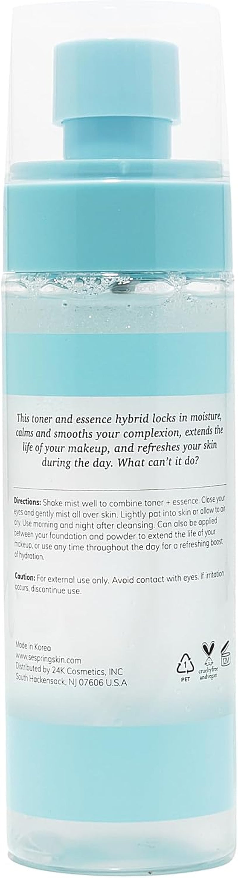 SESPRING 2-In-1 Moisture Lock Mist, Facial Toner &amp; Essence, Korean Skin Care, Formulated with Camellia and Lotus, Korean Toner, Clean Beauty, Vegan, Cruelty Free, and Paraben Free (4.05 Fl Oz)