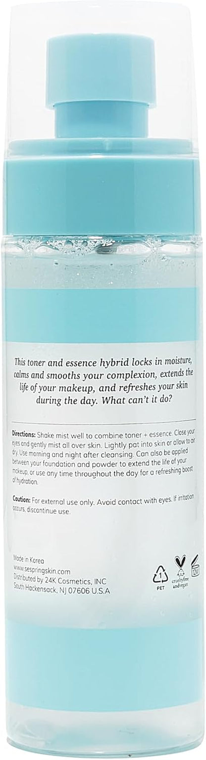 SESPRING 2-In-1 Moisture Lock Mist, Facial Toner &amp; Essence, Korean Skin Care, Formulated with Camellia and Lotus, Korean Toner, Clean Beauty, Vegan, Cruelty Free, and Paraben Free (4.05 Fl Oz)