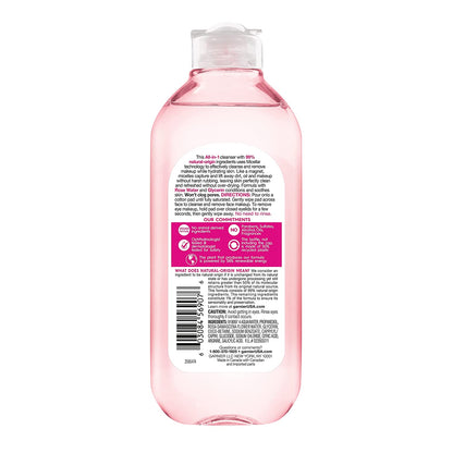 Micellar Water with Rose Water and Glycerin, Hydrating Facial Cleanser &amp; Makeup Remover, for All Skin Types, Vegan, Cruelty Free, 13.5 Fl Oz (400Ml), 1 Count