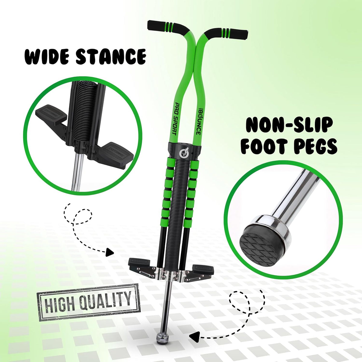 New Bounce Pogo Stick for Kids - Pogo Sticks for Ages 9 and Up, 80 to 160 Lbs - Pro Sport Edition, Quality, Easy Grip, Pogostick for Hours of Wholesome Fun