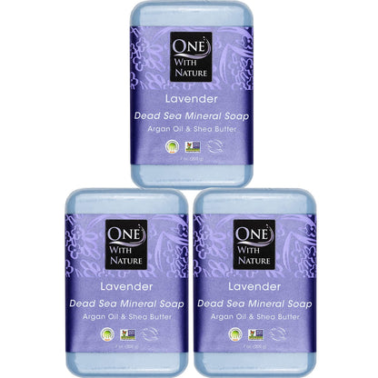 One with Nature Dead Sea Salt Lemon Sage Soap 4Oz 3-Pack – Purifying and Exfoliating Soap Bar with Dead Sea Minerals for Face &amp; Body, for Men &amp; Women