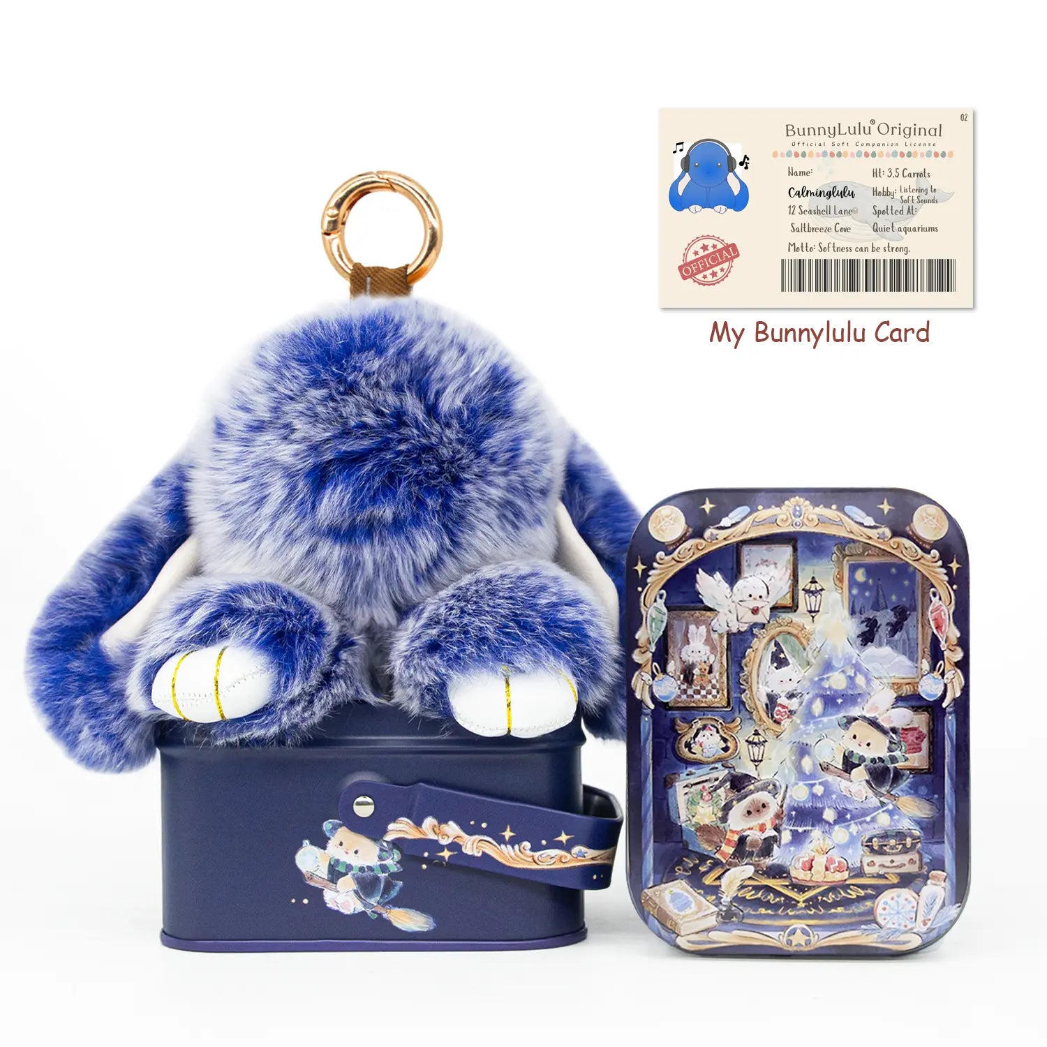 【Bunnylulu】Handmade Bunny Pompom Keychain with Tin Box, Summervibes Graduation Gift for Friends &amp; Students, Stress-Relief Charm, Keepsake Gift