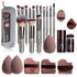 Professional Makeup Brush Set, Compact Makeup Brushes with Makeup Sponge & Puff Kit, Complete Cosmetic Tools for Women, Makeup Accessories, Makeup Organizer Pouch