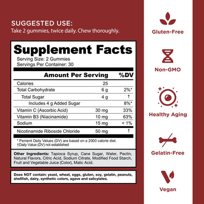 Goli Renew NAD+ (NR) Gummies. Clinically Studied NR Nicotinamide Riboside, Healthy Aging &amp; Cellular Energy. Gluten Free, Non-Gmo, Gelatin-Free, Vegan.