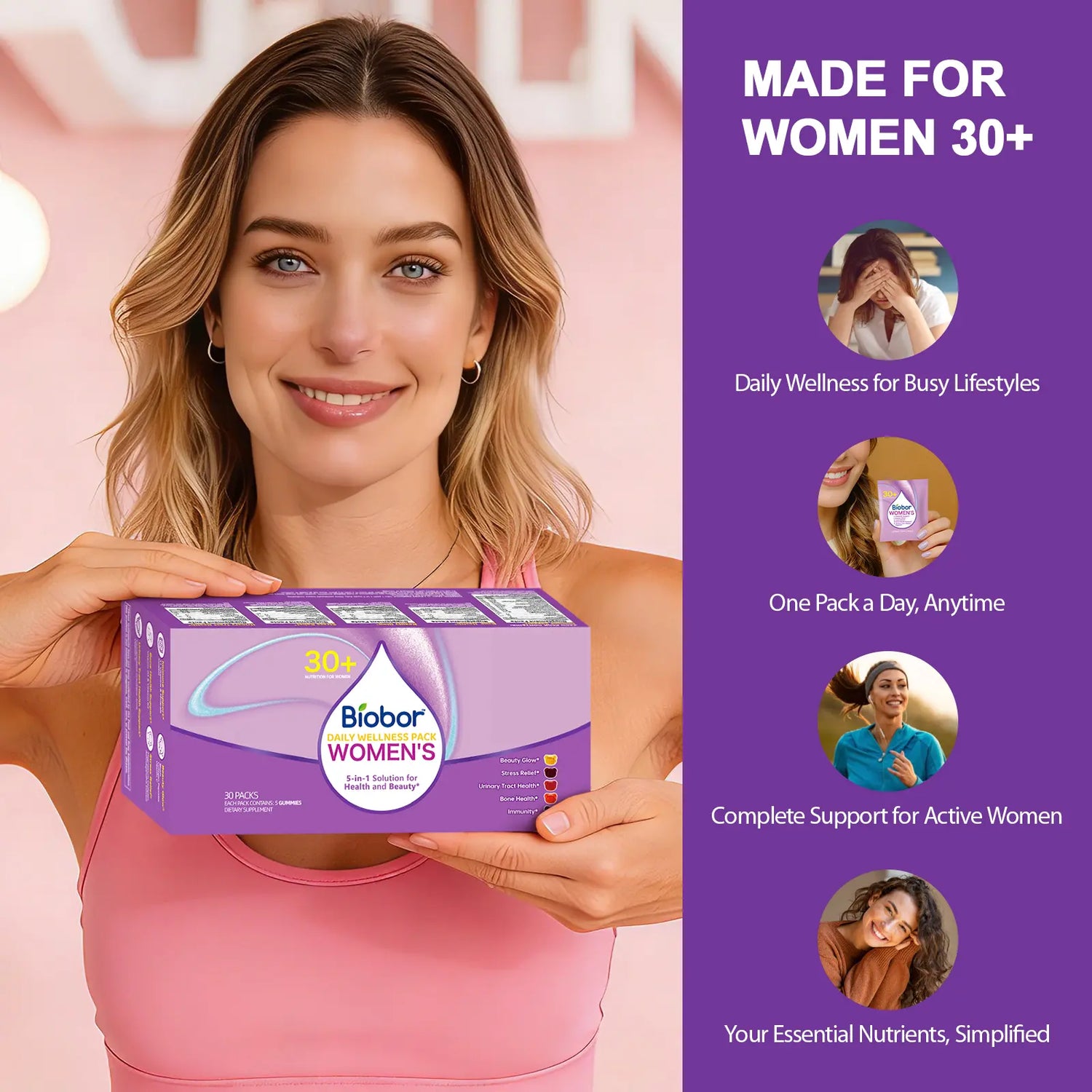 Women’S Daily Nutrition Pack for 30+, 14-Day Gummies Pack with Biotin &amp; Collagen, Magnesium &amp; Ashwagandha, Cranberry Vitamin C, Vitamin D3 K2 | 5-In-1 Beauty, Mood, Immune &amp; Bone Support