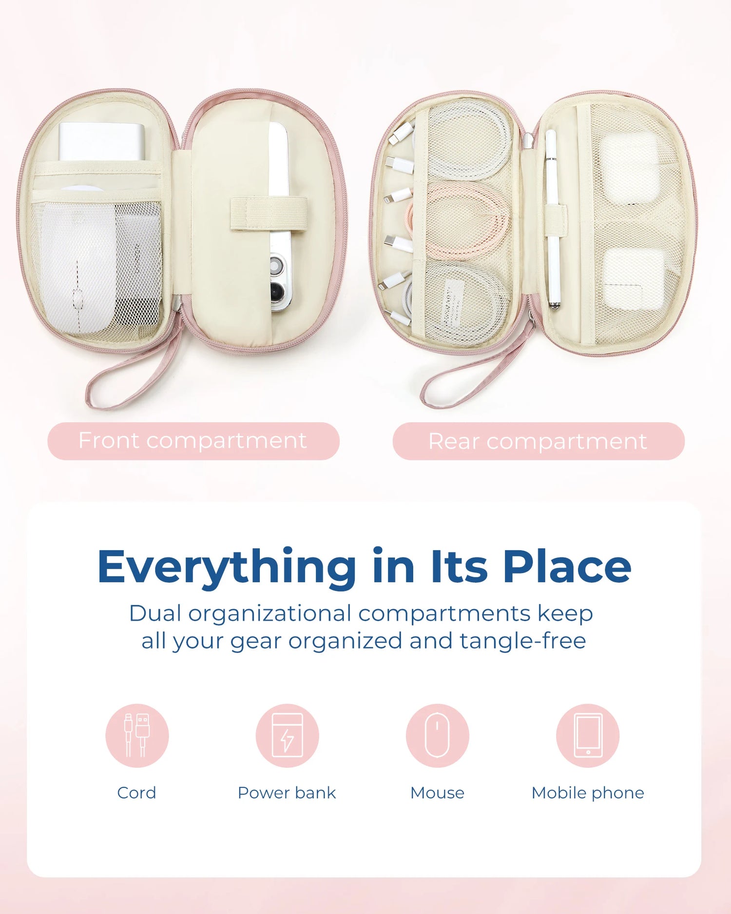BAGSMART Electronics Organizer Bag Double-Layer Digital Storage Bags Multi-Function Travel Charger Cable Pouch for Flash Drive