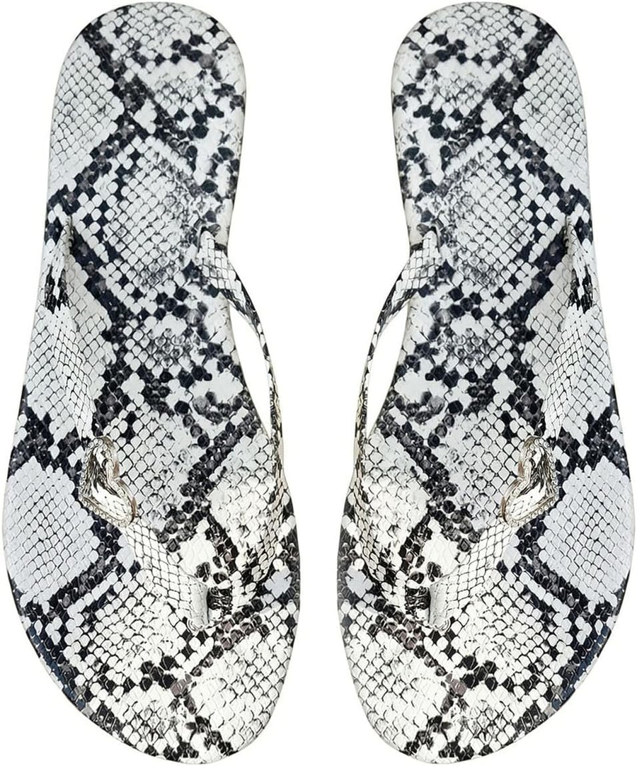 OYOANGLE Women'S Leopard Print Flip Flop Sandals Rhinestone Heart Decor Vacation Casual Cheetah Thong Sandal