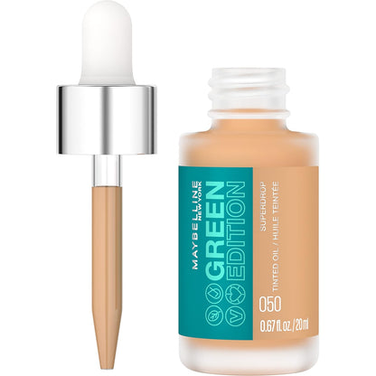 Maybelline Green Edition Superdrop Tinted Oil Base Makeup, Adjustable Natural Coverage Foundation Formulated with Jojoba &amp; Marula Oil, 35, 1 Count