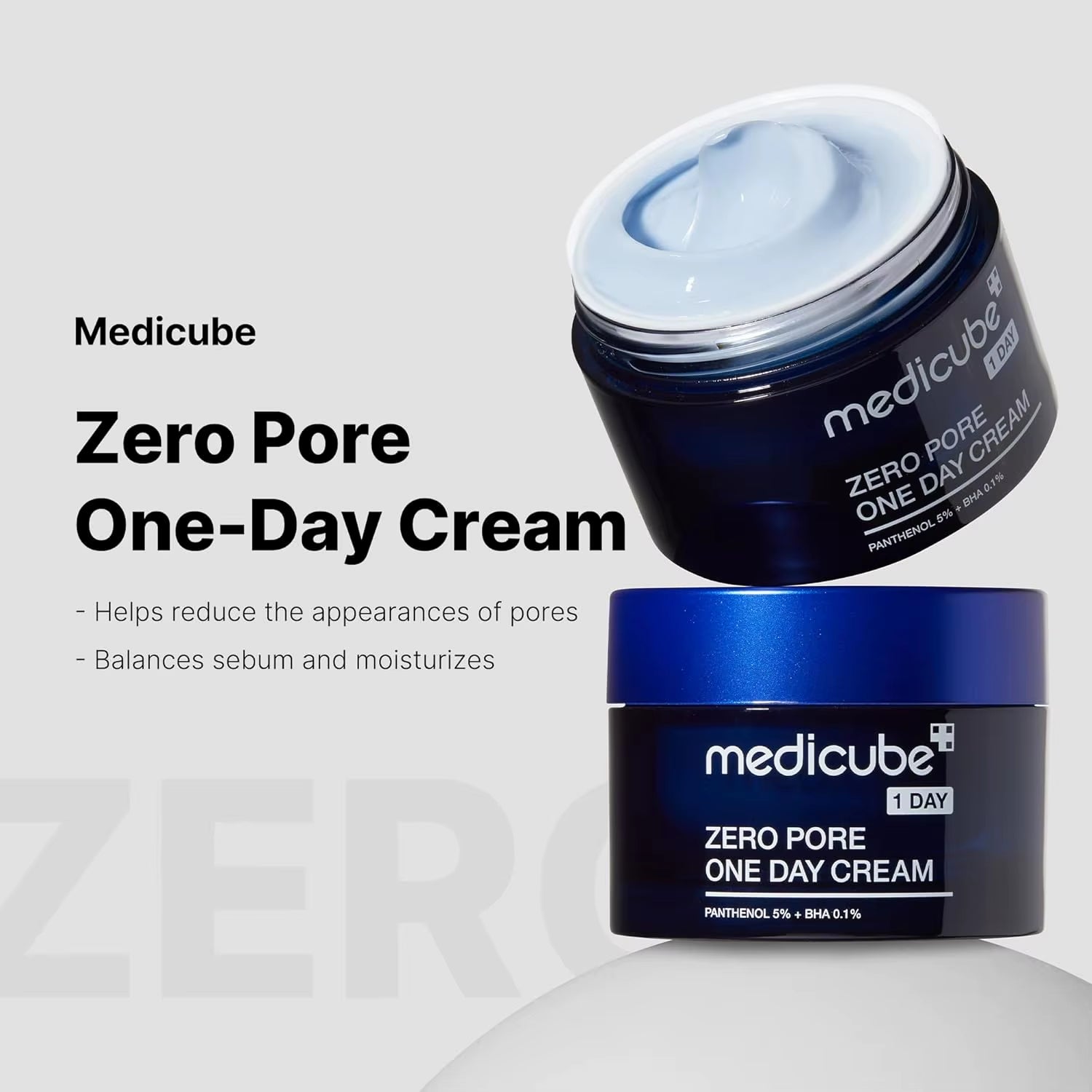Medicube Zero Pore One-Day Cream Visibly Smaller Pores Controls Pore Refining Cream with Acid, and Korean Skincare